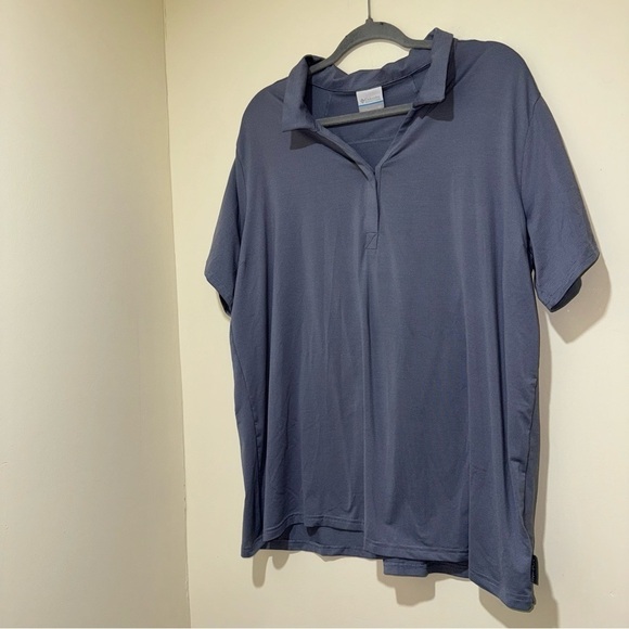 Men’s Columbia Light Purple + Grey Striped Lightweight Short Sleeve Polo Size 2X - Picture 2 of 12
